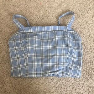 really cute blue plaid crop top